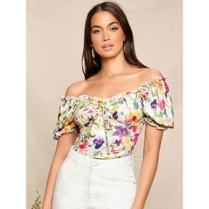 🔵2/$15🔵NWT Floral Off the Shoulder Crop Top XS